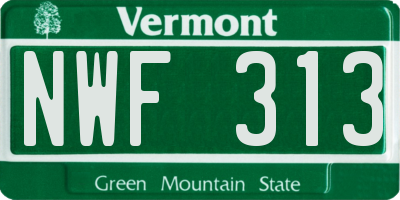 VT license plate NWF313