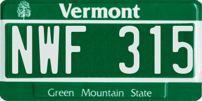 VT license plate NWF315
