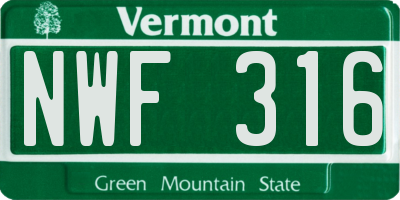 VT license plate NWF316