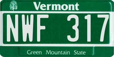 VT license plate NWF317