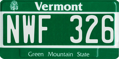 VT license plate NWF326