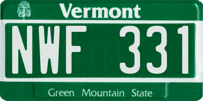 VT license plate NWF331