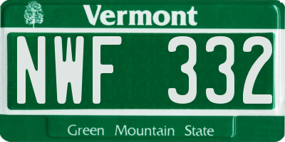 VT license plate NWF332