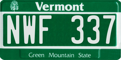 VT license plate NWF337
