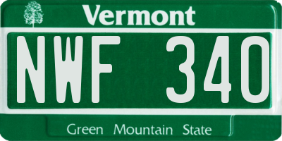 VT license plate NWF340