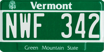 VT license plate NWF342