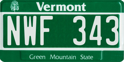 VT license plate NWF343