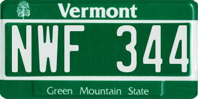 VT license plate NWF344