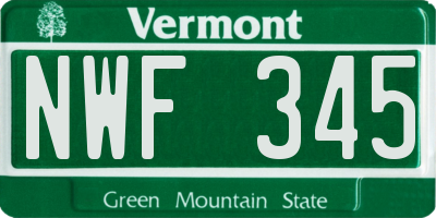 VT license plate NWF345