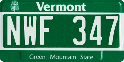 VT license plate NWF347