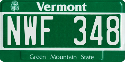 VT license plate NWF348