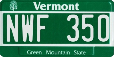 VT license plate NWF350