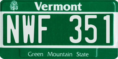 VT license plate NWF351