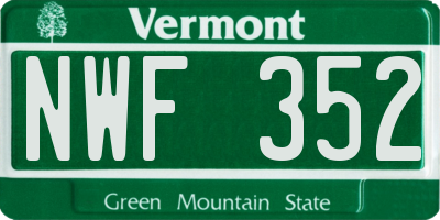 VT license plate NWF352
