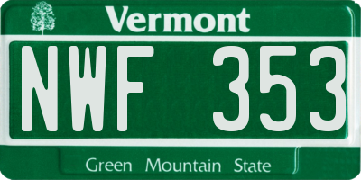 VT license plate NWF353