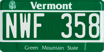 VT license plate NWF358