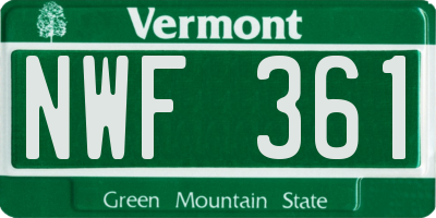 VT license plate NWF361