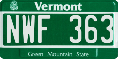VT license plate NWF363