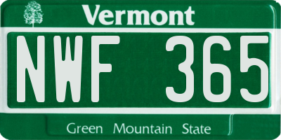 VT license plate NWF365