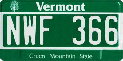VT license plate NWF366