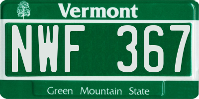 VT license plate NWF367