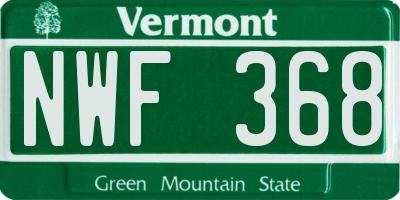 VT license plate NWF368