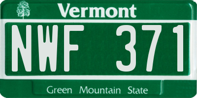 VT license plate NWF371