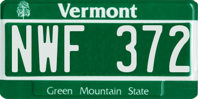 VT license plate NWF372