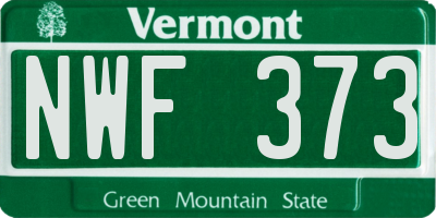 VT license plate NWF373