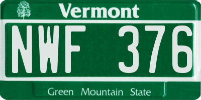 VT license plate NWF376