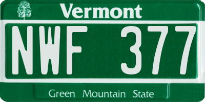 VT license plate NWF377