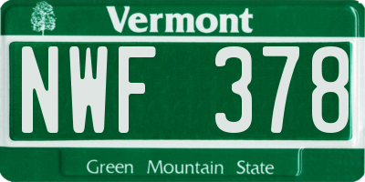 VT license plate NWF378