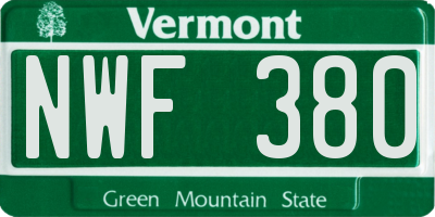 VT license plate NWF380