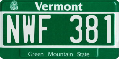 VT license plate NWF381