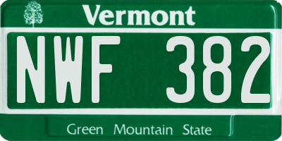VT license plate NWF382