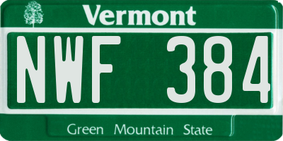 VT license plate NWF384