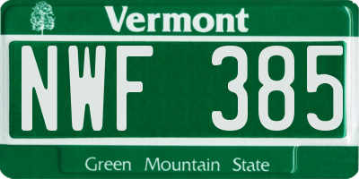 VT license plate NWF385