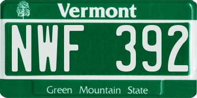 VT license plate NWF392
