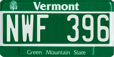 VT license plate NWF396