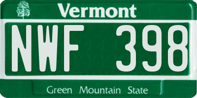 VT license plate NWF398