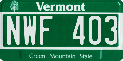 VT license plate NWF403
