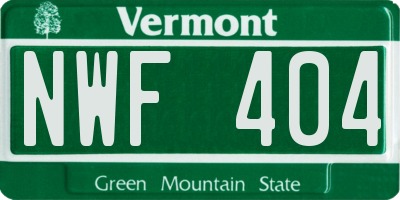 VT license plate NWF404