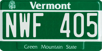 VT license plate NWF405