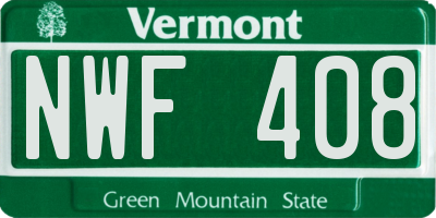 VT license plate NWF408