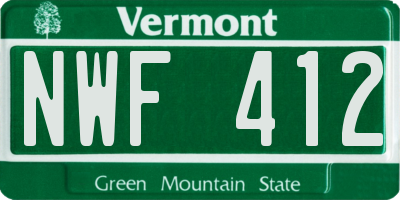 VT license plate NWF412
