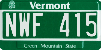 VT license plate NWF415
