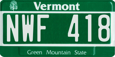 VT license plate NWF418