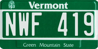 VT license plate NWF419