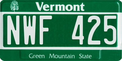 VT license plate NWF425