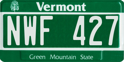 VT license plate NWF427